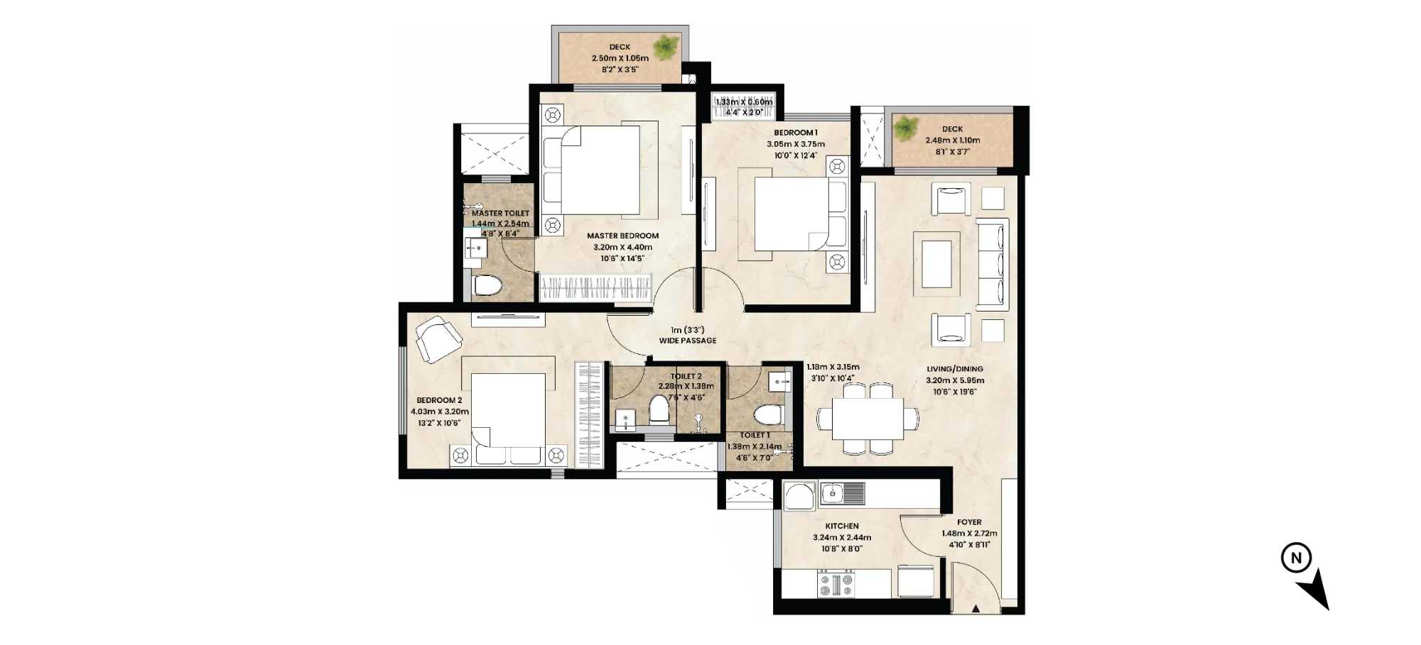 Mahindra Vista - in Kandivali East, Mumbai - By Mahindra Lifespaces - Flat 3 BHK - Floor Plan - Proptyhub
