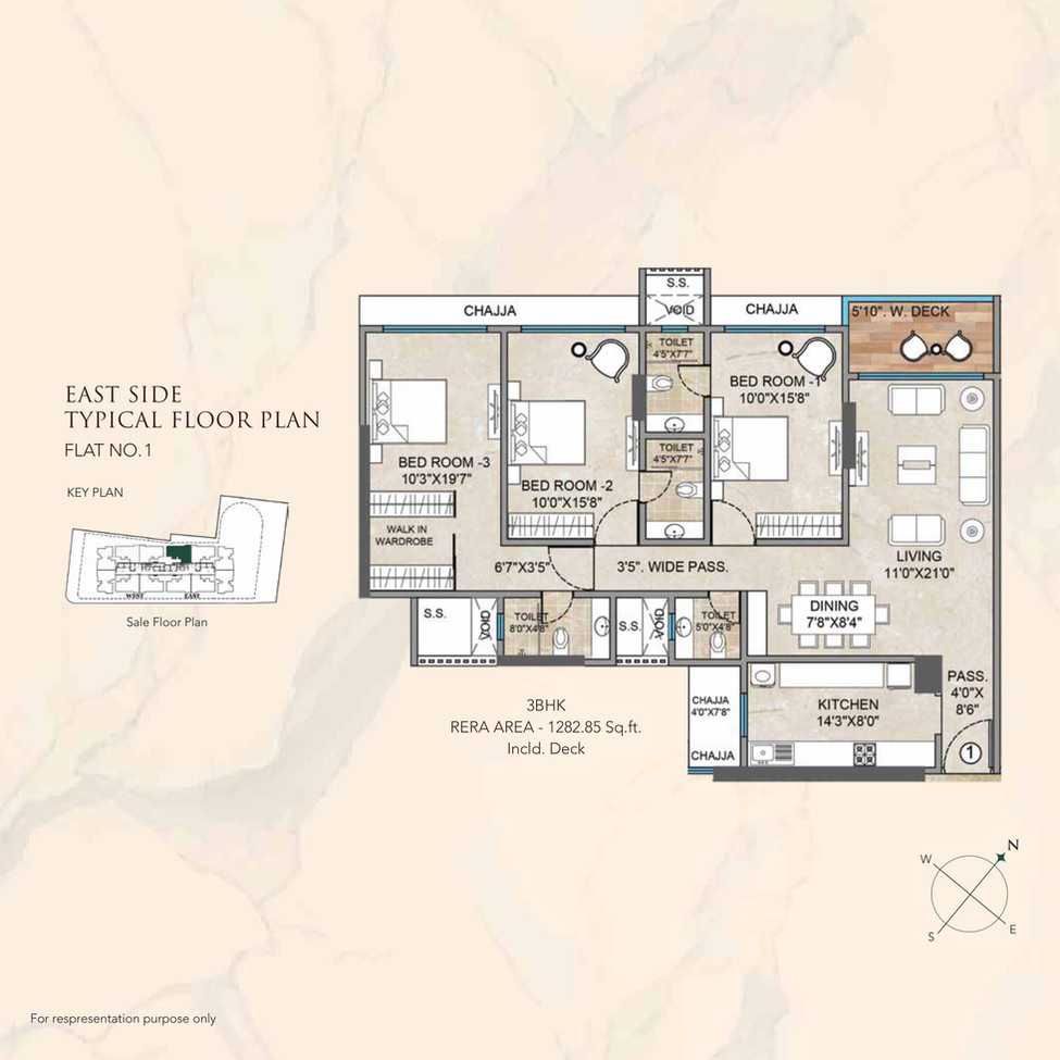Bharat Altavistas at Andheri West, Mumbai - By Bharat Infrastructure - Flat - 3 BHK - 1282 sq. ft. - Floor Plan - Proptyhub