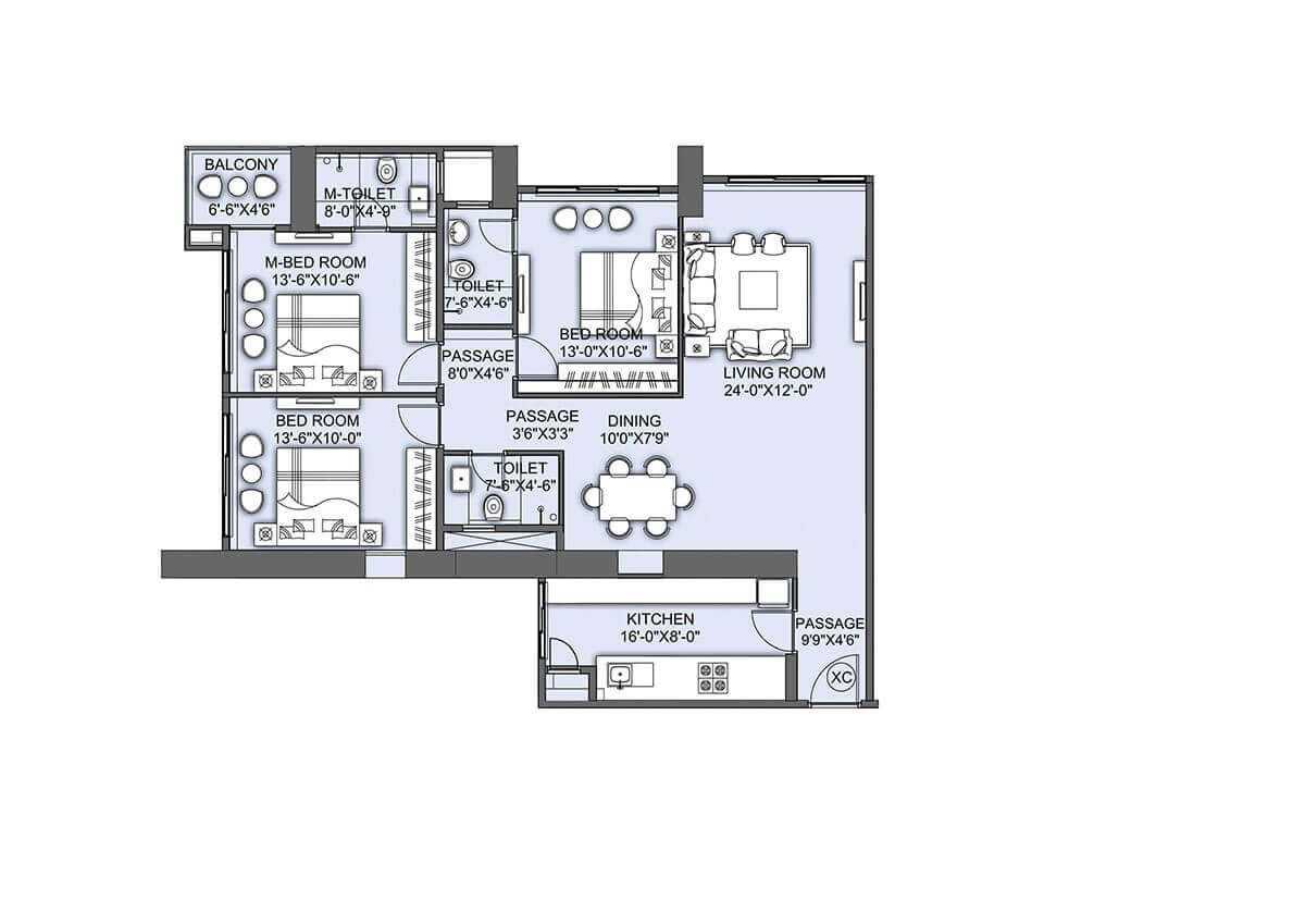 Rivali Park -By CCI Projects - in Borivali East - Flat - 3 BHK - 1039 sqft - Floor Plan - ProptyHub