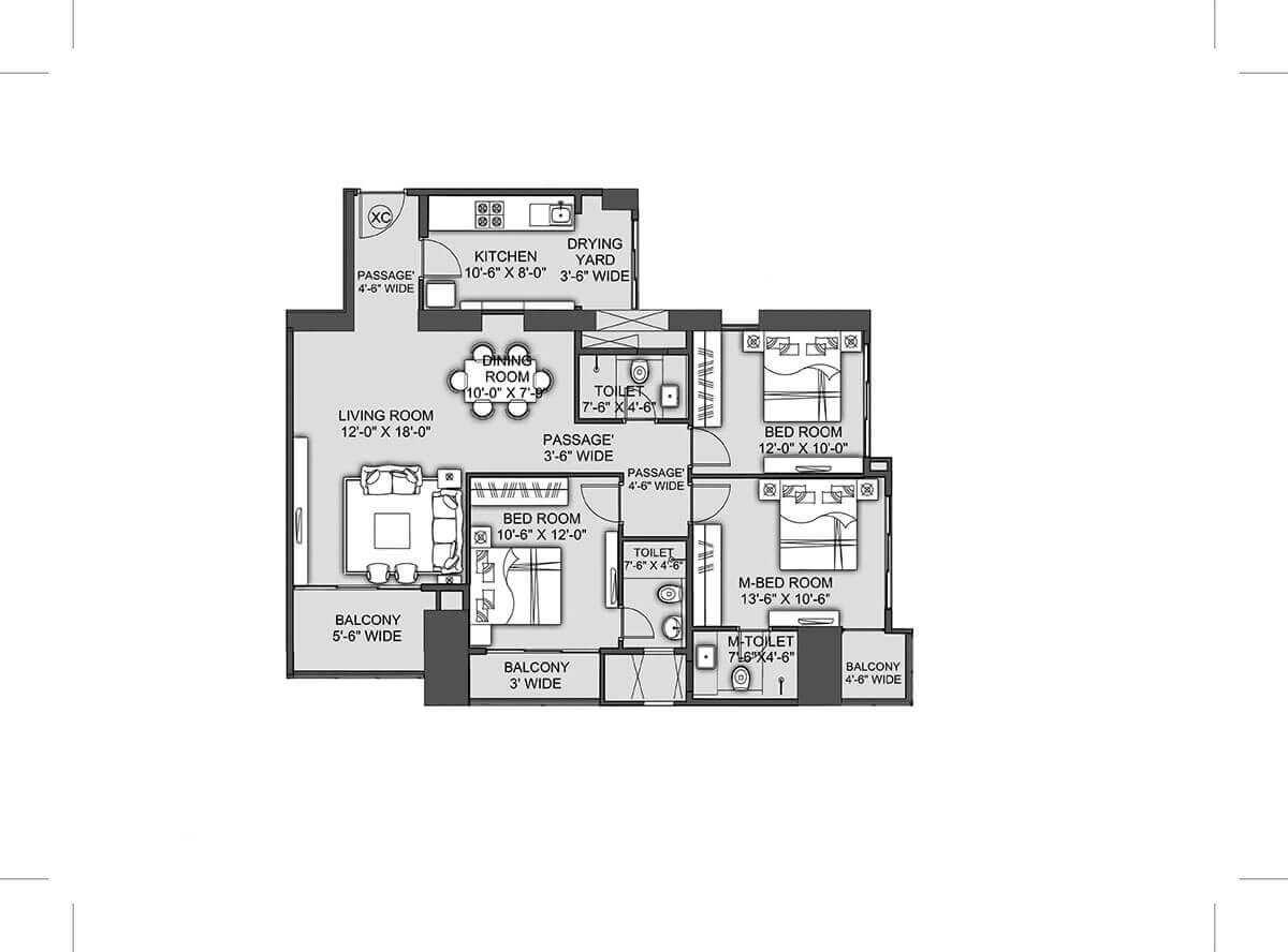 Rivali Park -By CCI Projects - in Borivali East - Flat - 3 BHK - 889 sqft - Floor Plan - ProptyHub