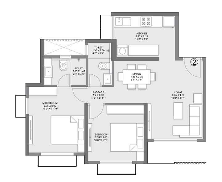 Godrej Nest - in Kandivali East Mumbai - By Godrej Properties - 2 BHK Flat - 606 sq. ft. - Proptyhub