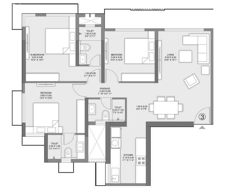 Godrej Nest - in Kandivali East Mumbai - By Godrej Properties - 3 BHK Flat - 860 sq. ft. - Proptyhub