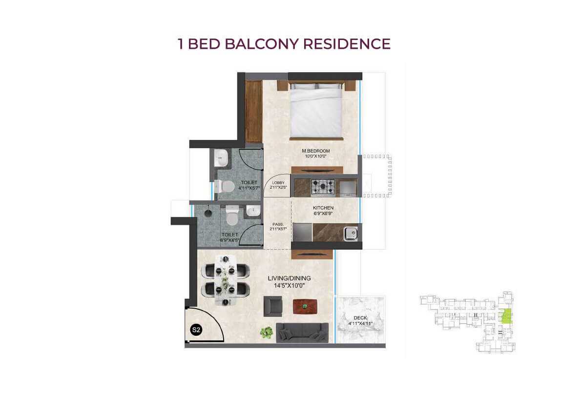 Sunbeam Heights at Andheri West, Mumbai - By Sun Beam High Tech Developers - Flat - 1 BHK - 425 sq. ft. - Floor Plan - Proptyhub