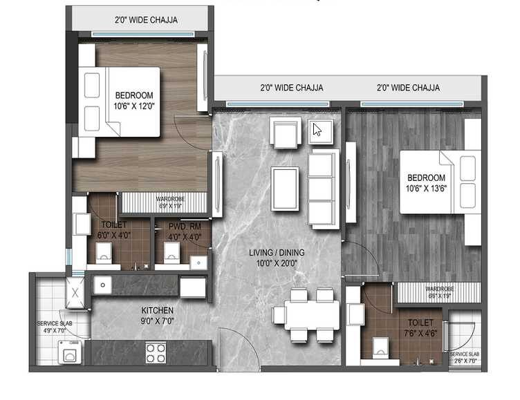 Roswalt Zaiden -By ROSWALT REALTY - in Jogeshwari West - Flat - 2 BHK - 873 sqft - Floor Plan - ProptyHub