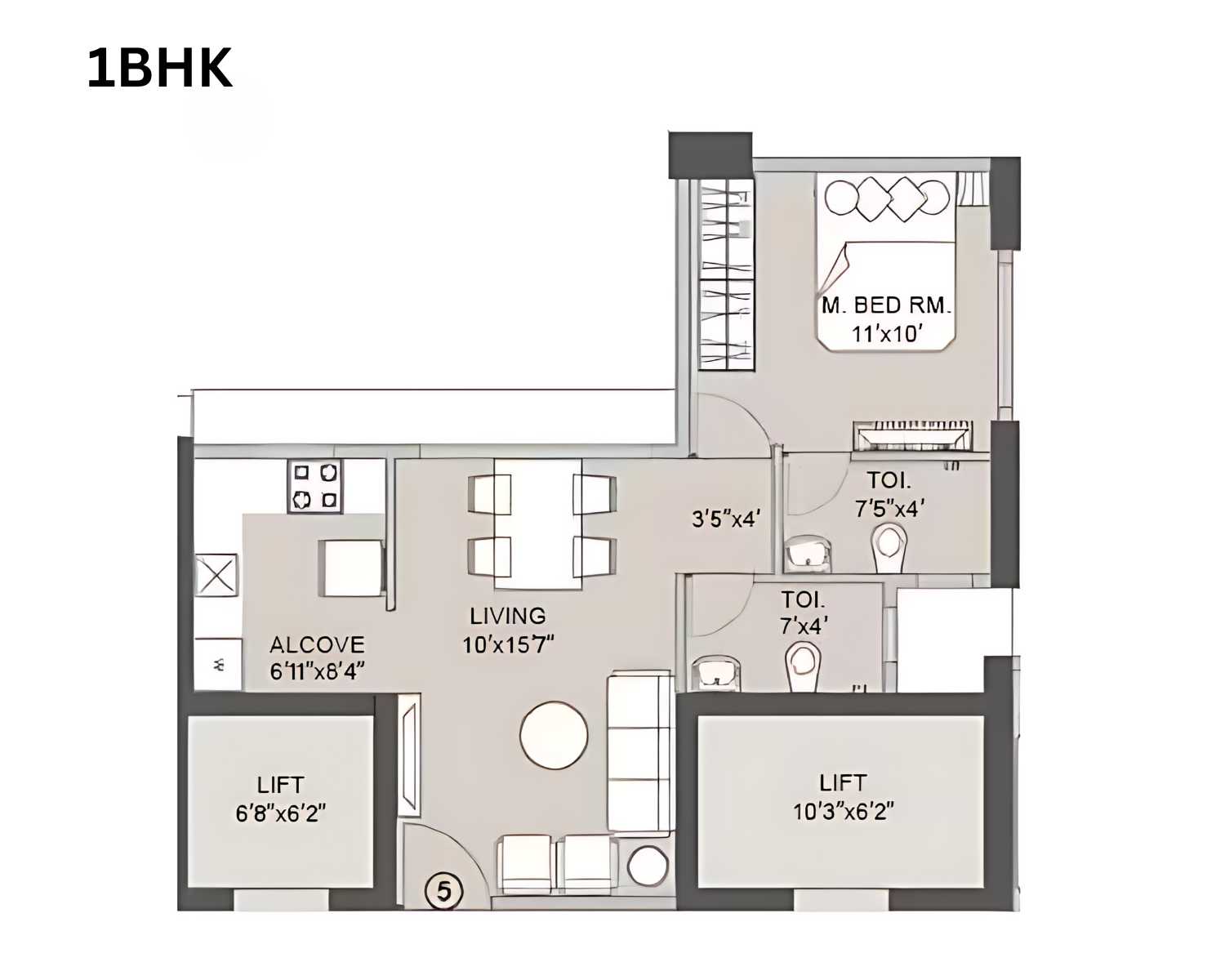 Integrated Ramicon In Goregaon West 1 BHK Floor Plan By Proptyhub