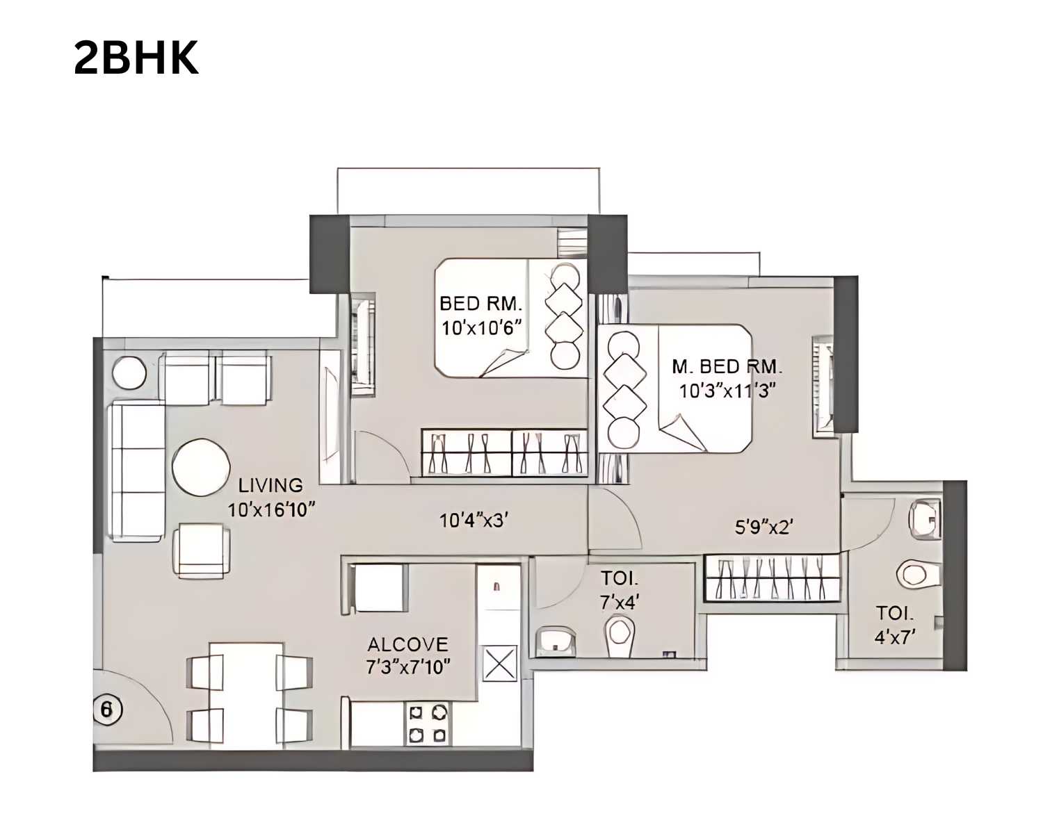 Integrated Ramicon In Goregaon West 2 BHK Floor Plan By Proptyhub