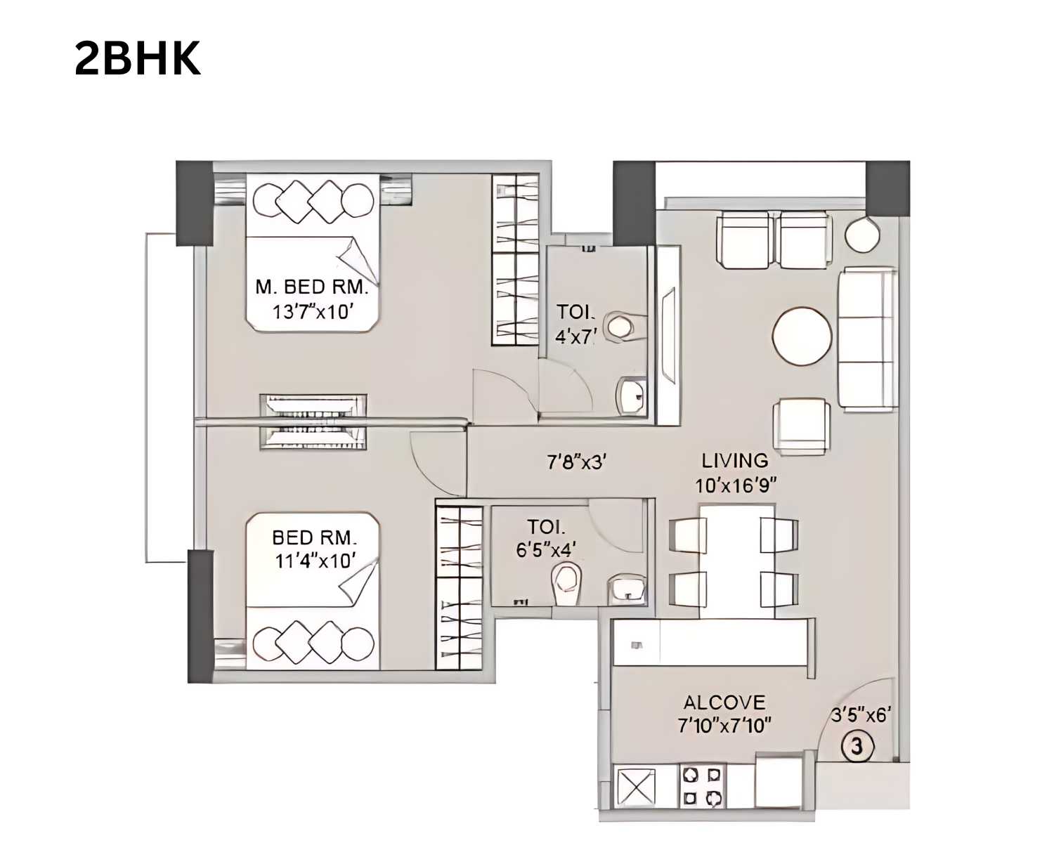 Integrated Ramicon In Goregaon West 2 BHK Floor Plan Images By Proptyhub